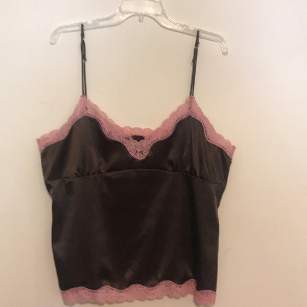 Satiny Brown and Pink Adjustable Camisole